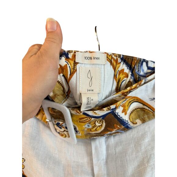 JOIE 100% Linen Multicolor Floral Dress Shorts With Matching Belt Large NWT - Picture 5 of 5